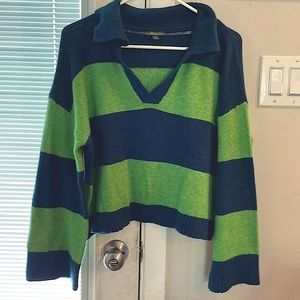 Wild Fable Striped Polo Cropped Sweater